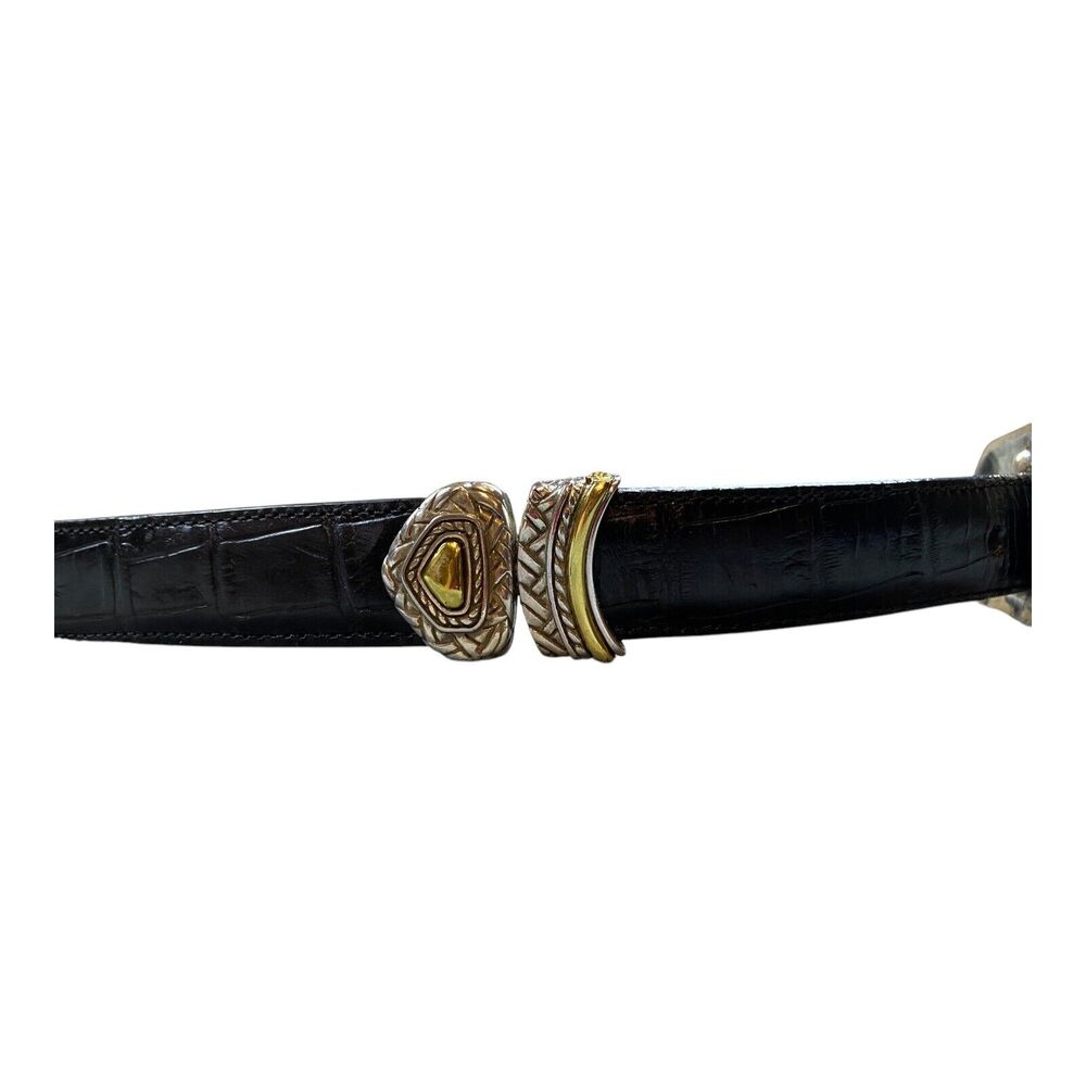 BRIGHTON Leather Belt Women’s M-30 Reversible Brown & Black Croc Leather #40210 - Picture 3 of 8